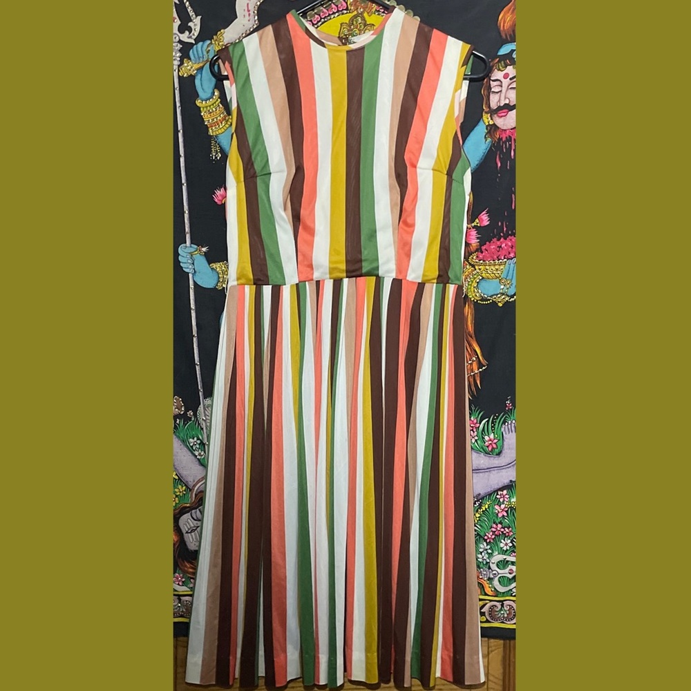 Vintage muted funhouse stripes OOAK handmade 1950s & 60s style sundress